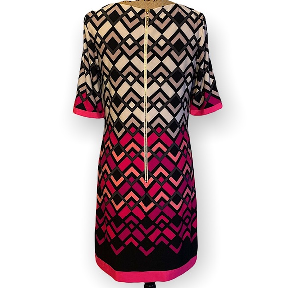 ELIZA J  | HOT PINK CHEVRON SHIFT DRESS  SZ 8 - Picture 2 of 14